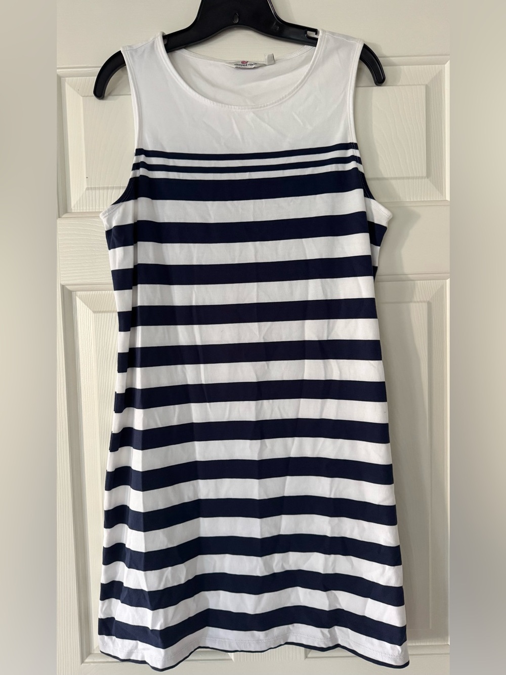 Vineyard Vines Navy and White Striped Midi Dress 100% cotton medium